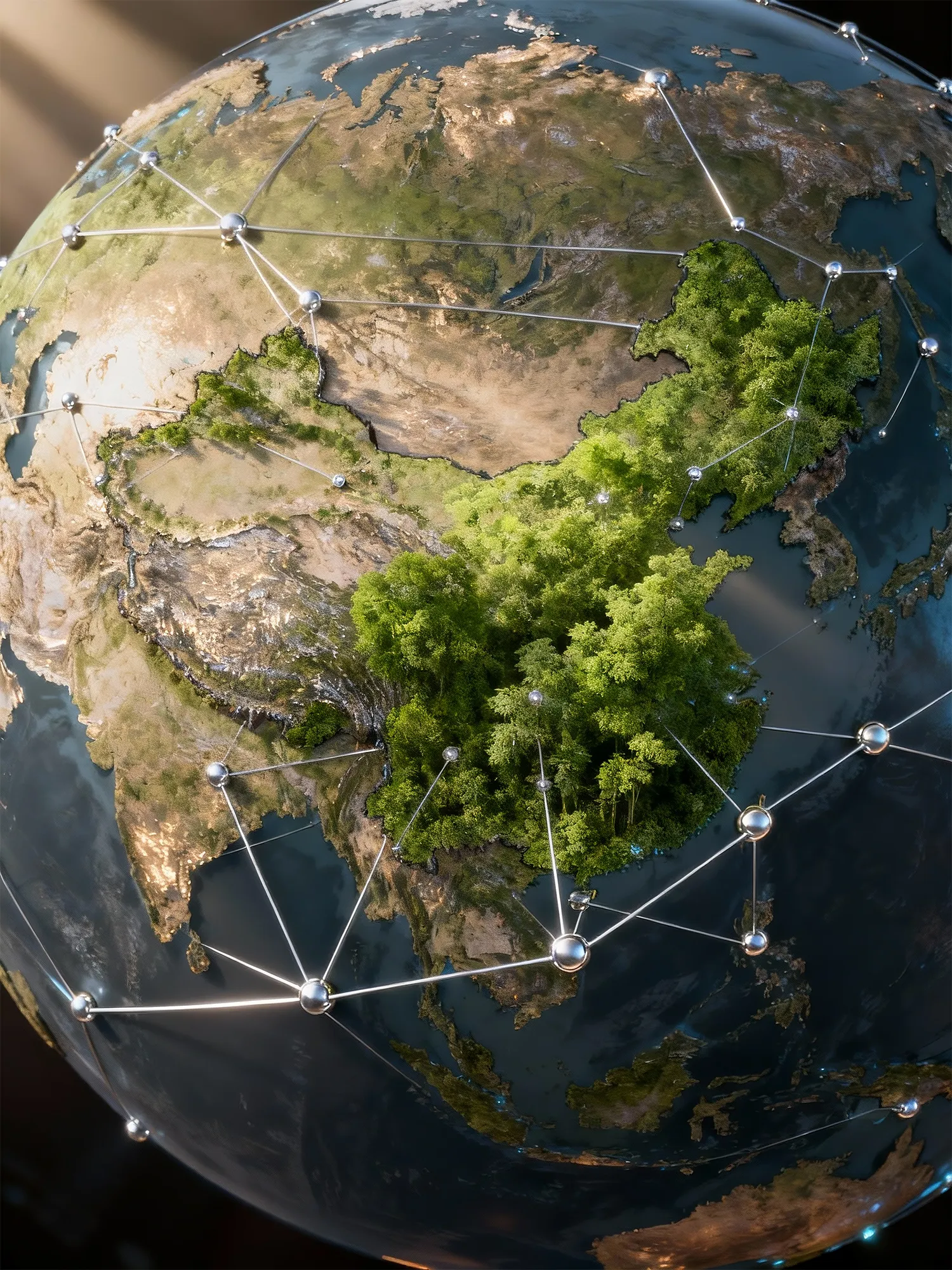 A symbolic representation of the Earth to highlight the BAMEOS commitment to a sustainable future through bamboo inheritance.