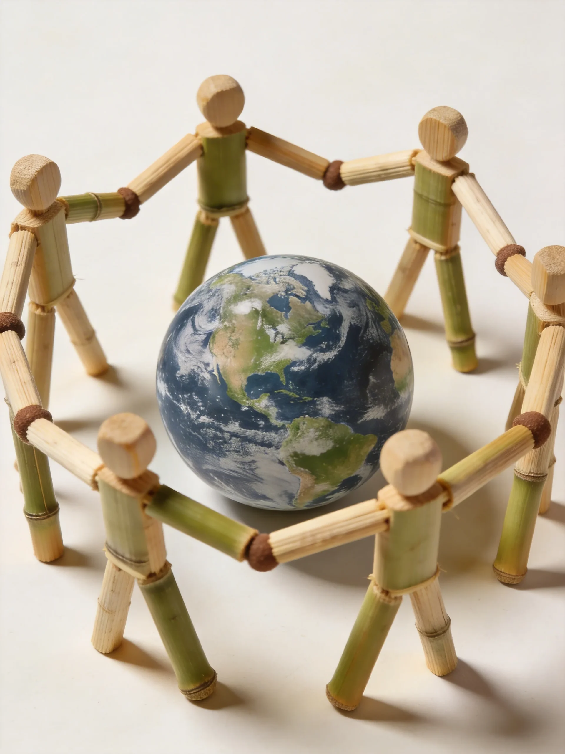 A circle of people protecting the Earth to symbolize the mission of preserving disappearing crafts and sustainable living.